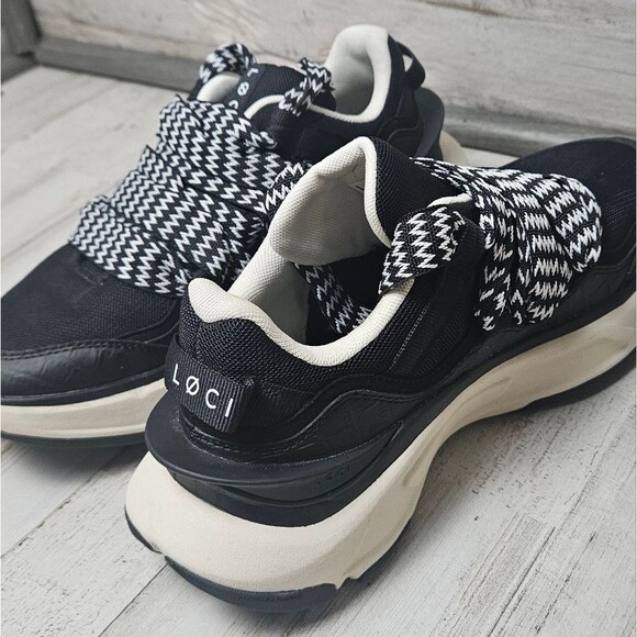 LØCI Vegan Sneakers W7 (M6) Black/White Chunky Laces LC-017-009-05 - Nicki Minaj - Picture 11 of 12